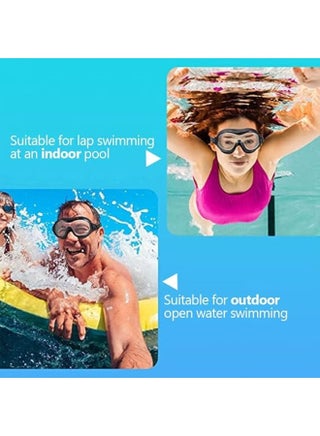Swimming goggles 180° wide field of view, leak-free anti-fog swimming goggles, adult men, women, youth, UV-resistant swimming goggles (black) - view 2